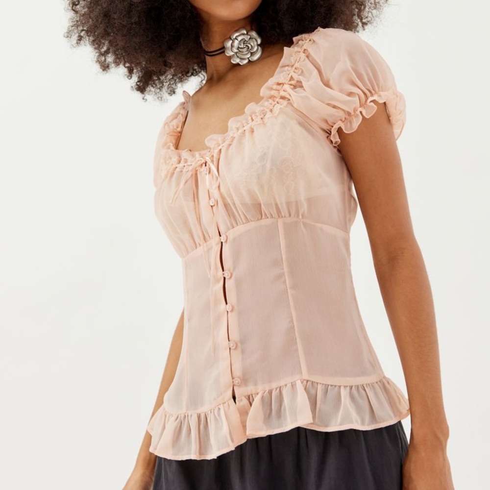 Urban outfitters sheer peach top.